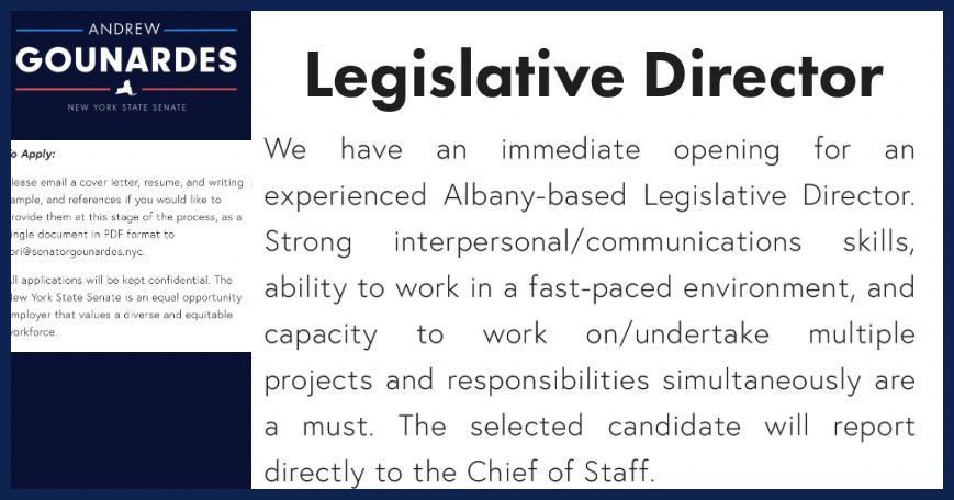 Legislative Director, Senator Andrew Gounardes