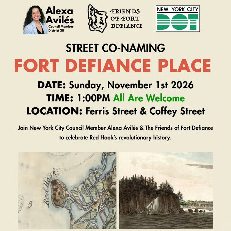 Street Co-naming: Fort Defiance Place flyer