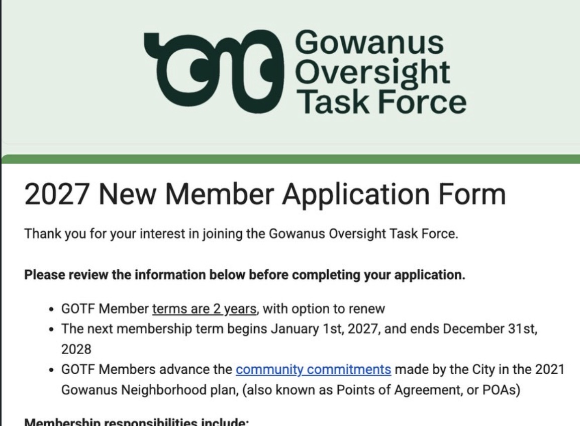 Gowanus Oversight Task Force 2027 New Member Application Form