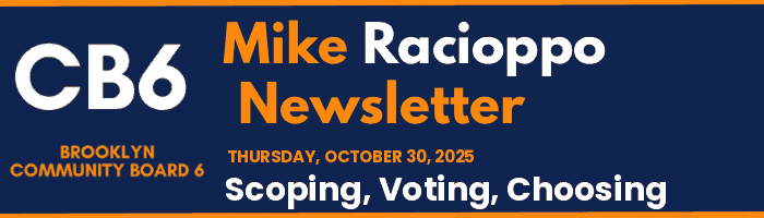 CB6 — Mike Racioppo Newsletter — Scoping, Voting, Choosing, October 30, 2025