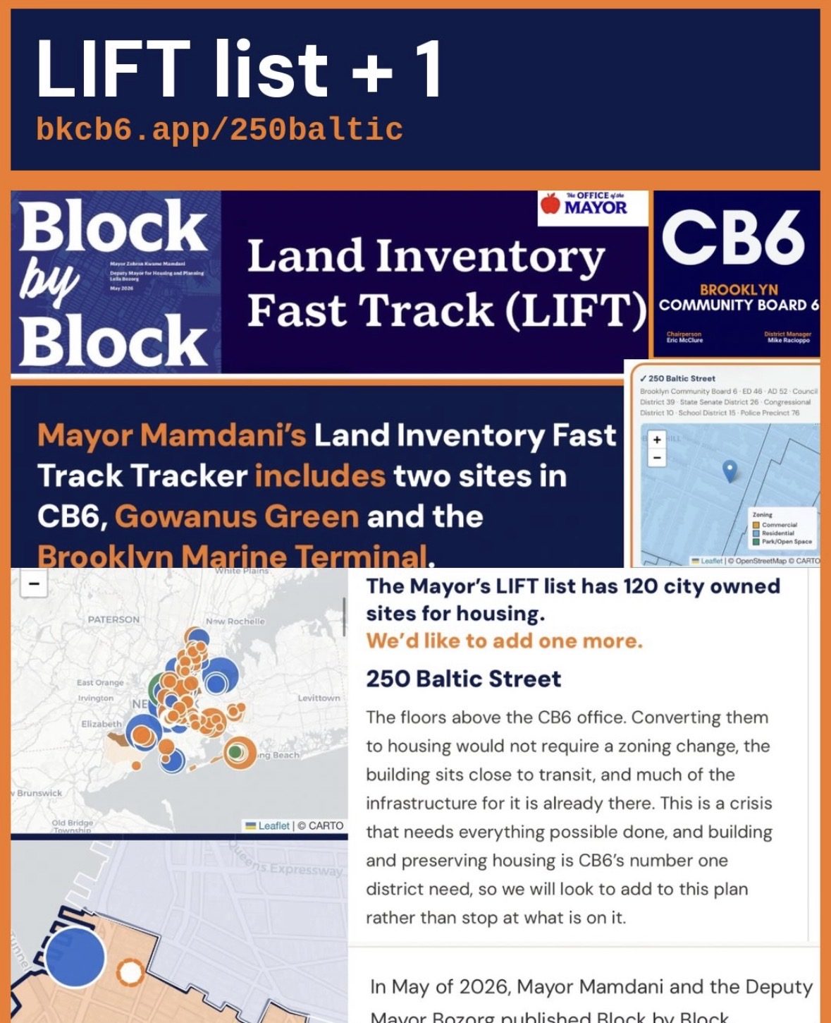LIFT list + 1: Mayor Mamdani’s Land Inventory Fast Track Tracker includes two sites in CB6, Gowanus Green and the Brooklyn Marine Terminal. We’d like to add one more: 250 Baltic Street.