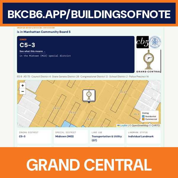 Grand Central Terminal address card